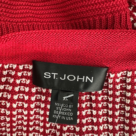 St. John Red & White Knit Knit Sweater Size XL - Picture 5 of 6